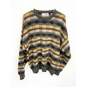 Florence Tricot Mens Wool Blend Plaid Multicolor Sweater Size XL Dark Academia